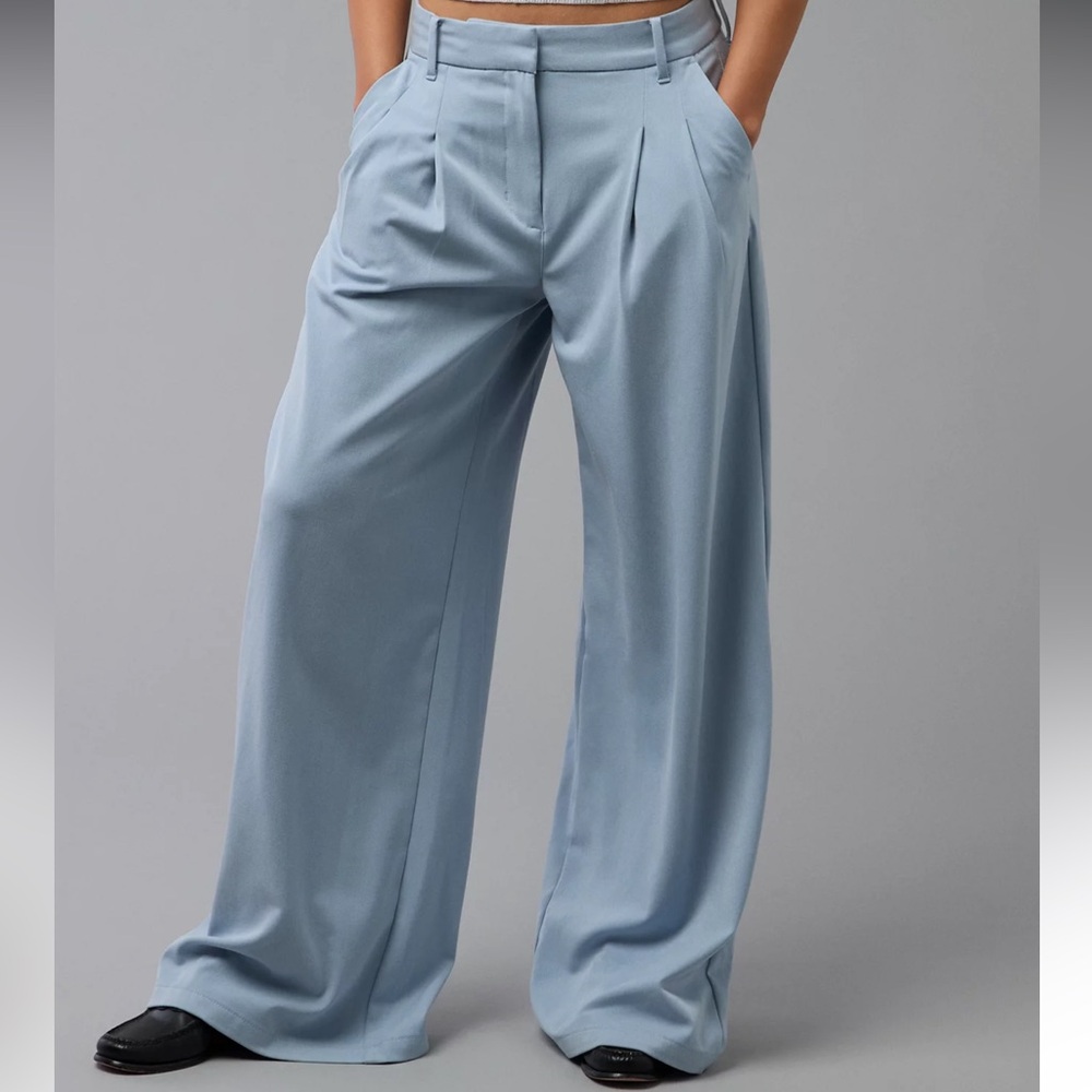 AE Stretch Extreme Wide-Leg Poppy Trouser in a Powder Blue color, NWT, size 12